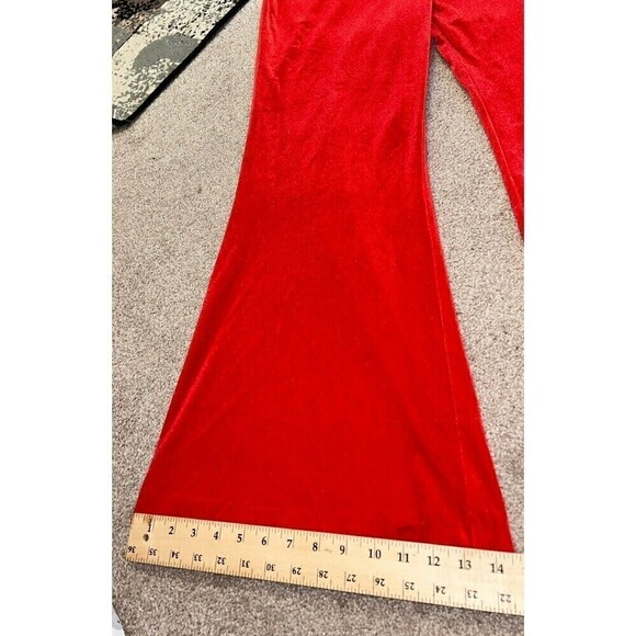 Lane Bryant Vibrant Red Luxe Velvet Pull on Mid Rise Flare‎ Pants Womens Plus 24 - Picture 2 of 7